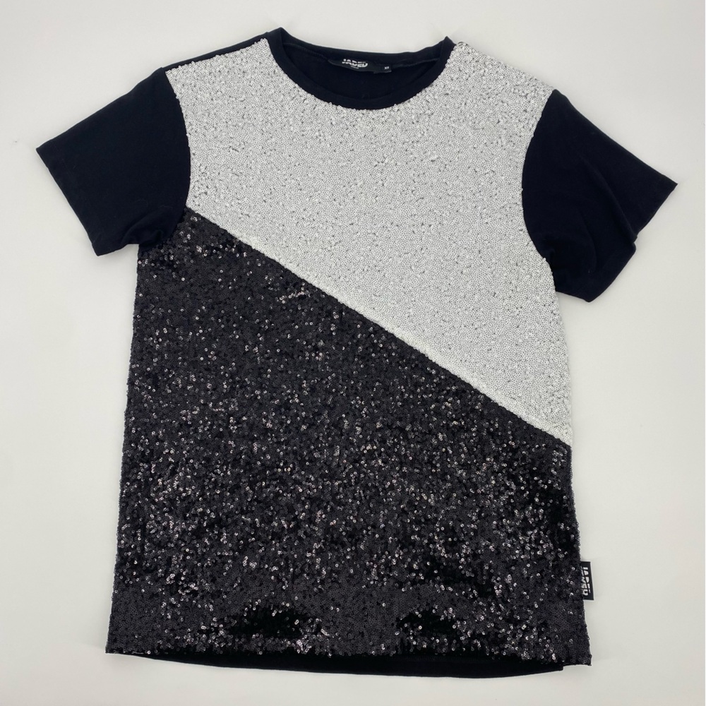 Jaded London Black & White Sequin Oversized T Shirt Punk Indie Sleeze - Picture 2 of 11